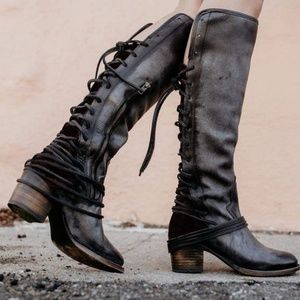 Black Pleather Lace Up Back BRAND NEW Unworn Boots